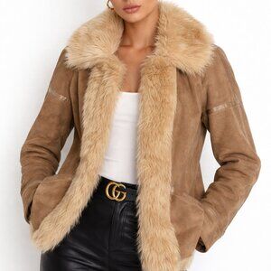 Pioneer Wear Ms Pioneer Women Leather Shearling Jacket Vintage Western 70s Sz 10